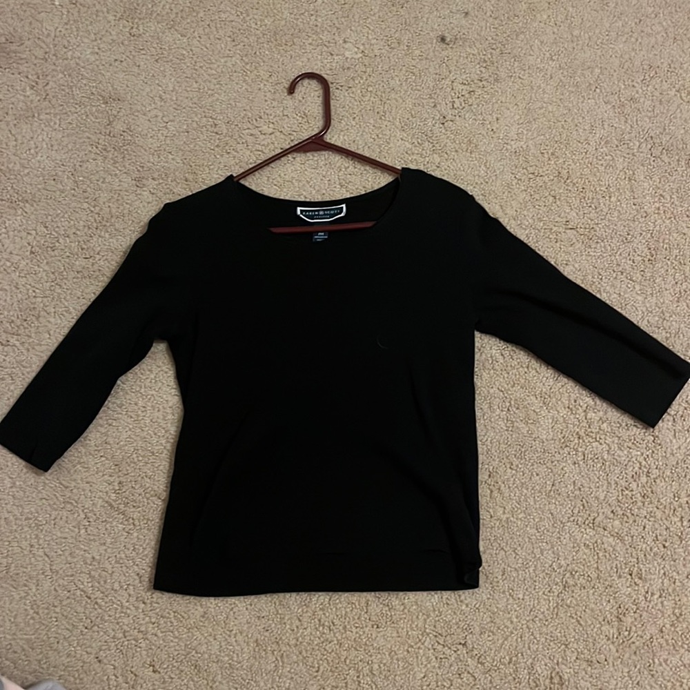 Karen Scott black 3/4 sleeve shirt